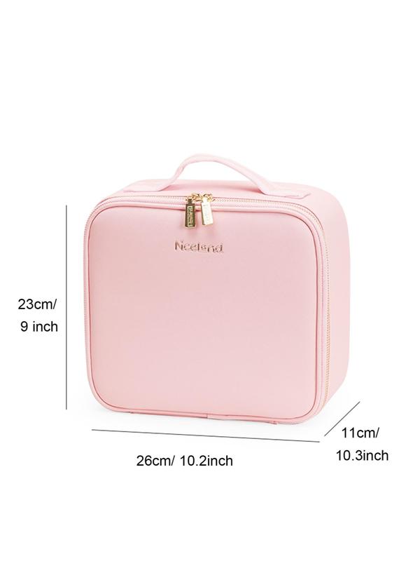 Portable Travel Makeup Bag with Mirror & Light, 3 Color Lighting Cosmetic Organizer, Compact and Stylish Design Makeup Case for Women