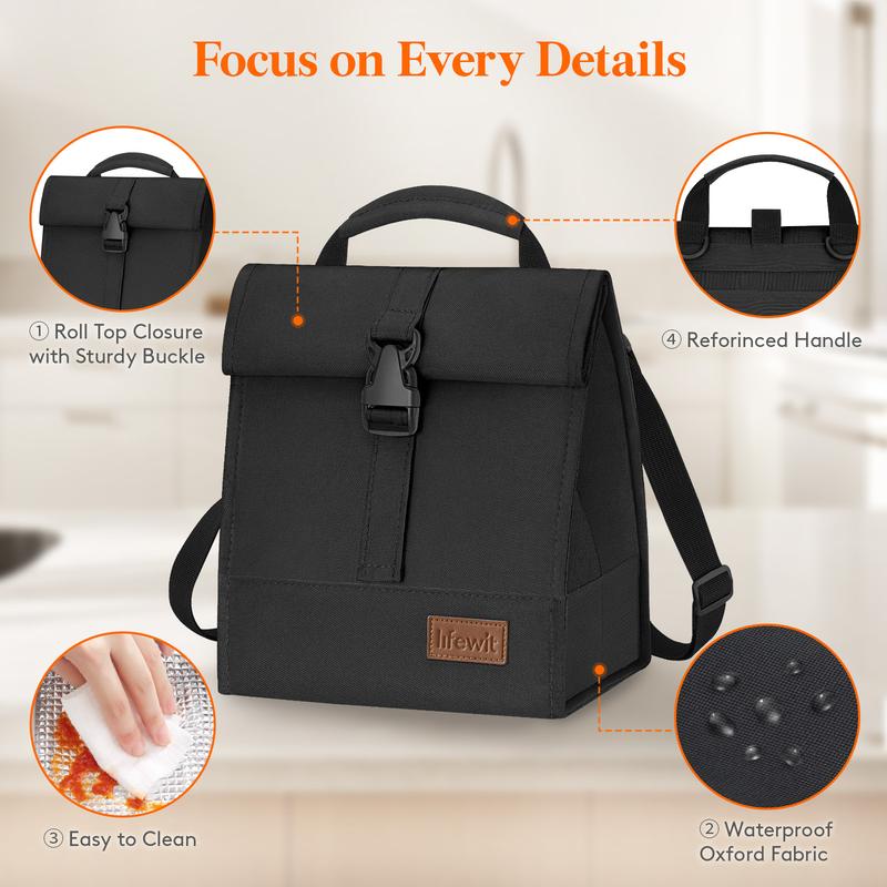 Lifewit Insulated Lunch Bag Rolltop, Portable and Foldable, 8L Capacity for Work, Picnics, Hiking, and Outdoor Activities