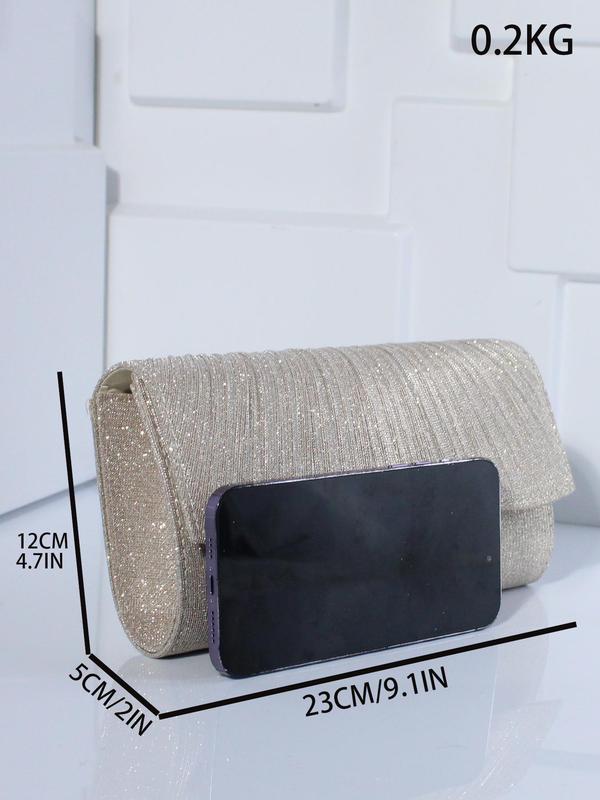 Women's Elegant Contrast Sequin Evening Bag, Exquisite Trendy Chain Strap Clutch Bag, Fashionable Bag for Party Decoration