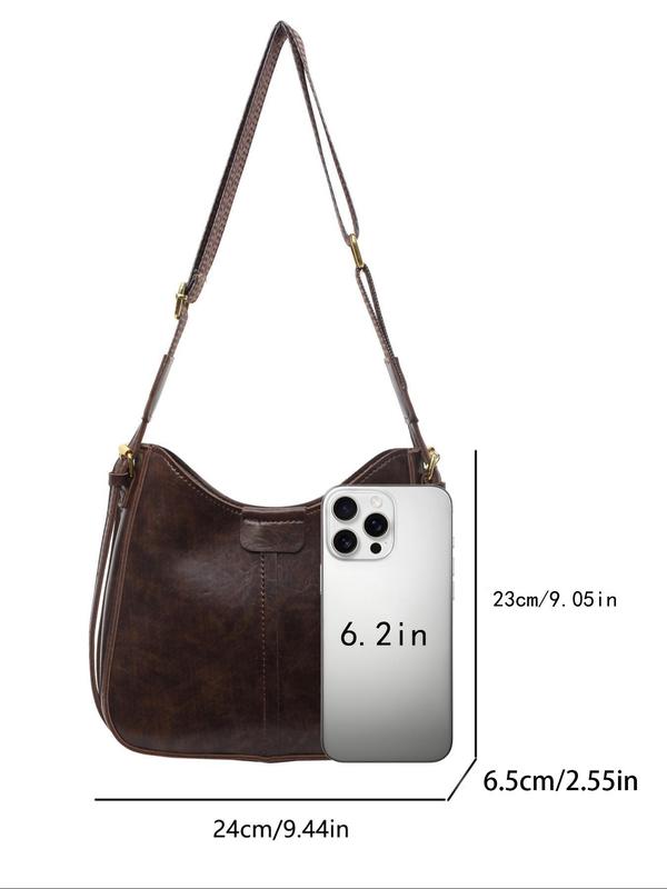 Women's Elegant Minimalist Retro Crossbody Bag, Fashionable Large Capacity Shoulder Bag for Daily Used, Casual Trendy Versatile Vintage Daily Commuting Bag