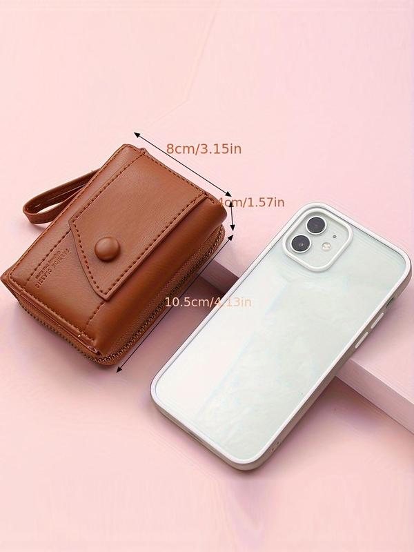 Women's Solid Color Zipper Short Wallet, Fashionable Trifold Wallet for Daily Used, Casual Trendy Versatile All-match Card Holder