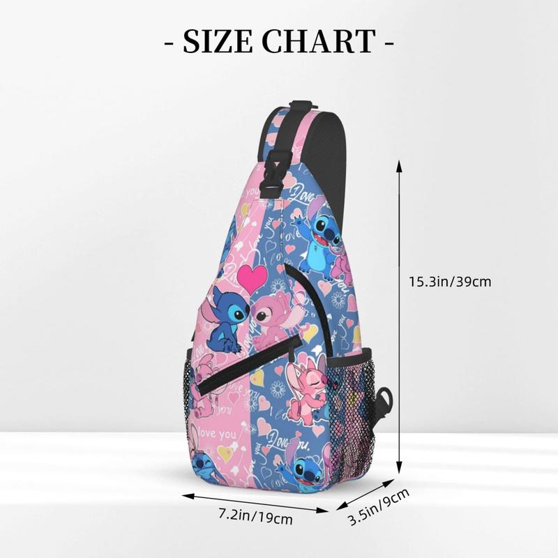 Adult Cartoon Lilo and Stitch Unisex Chest Bags Crossbody Sling Backpack Travel Hiking Daypack for Women Men Shoulder Bag for Runners Gifts - U3