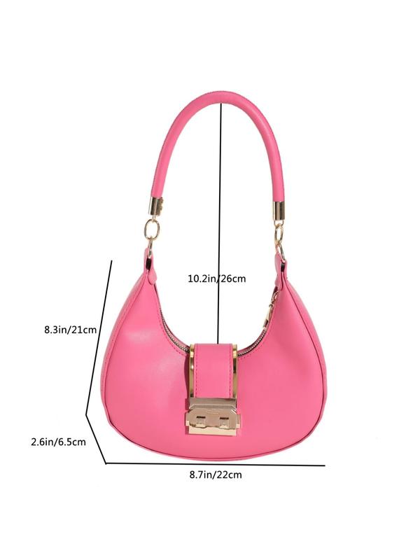 Women's Solid Color Classic Shoulder Bag for Galentinesparty, Fashionable Casual Crescent Bag for Daily Used, Female Elegant All-match Chic Underarm Bag, Trendy Hobo Commuter Bag