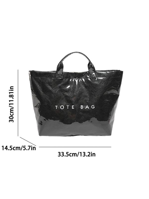 Fashionable Letter Pattern Tote Bag, Large Capacity Storage Bag for Women, Casual Trendy Versatile High-quality Daily Commuting Bag, Girl Fashionable Shopping Bag