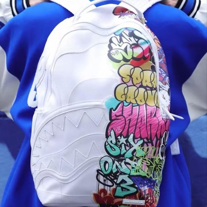 Graffiti Backpack Shark Bag Large-Capacity Backpack