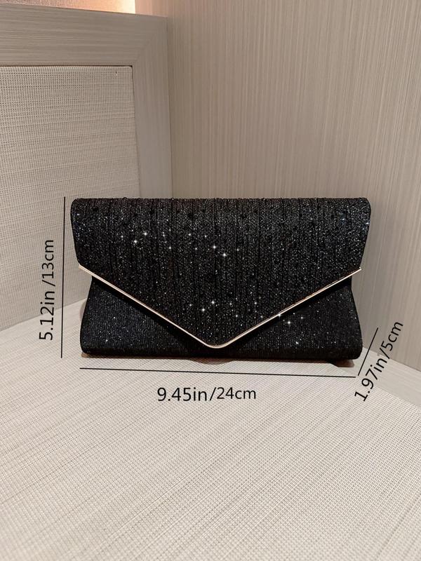 Women's Minimalist Elegant Plain Glitter Evening Bag, Rhinestone Decorated Clutch Purse For Party & Wedding & Dating