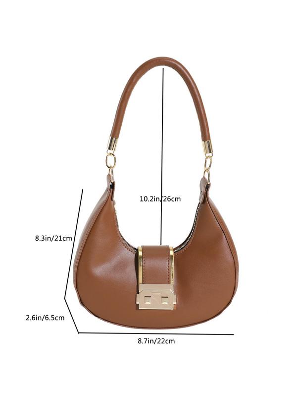 Women's Solid Color Classic Shoulder Bag for Galentinesparty, Fashionable Casual Crescent Bag for Daily Used, Female Elegant All-match Chic Underarm Bag, Trendy Hobo Commuter Bag