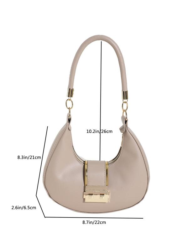 Women's Solid Color Classic Shoulder Bag for Galentinesparty, Fashionable Casual Crescent Bag for Daily Used, Female Elegant All-match Chic Underarm Bag, Trendy Hobo Commuter Bag