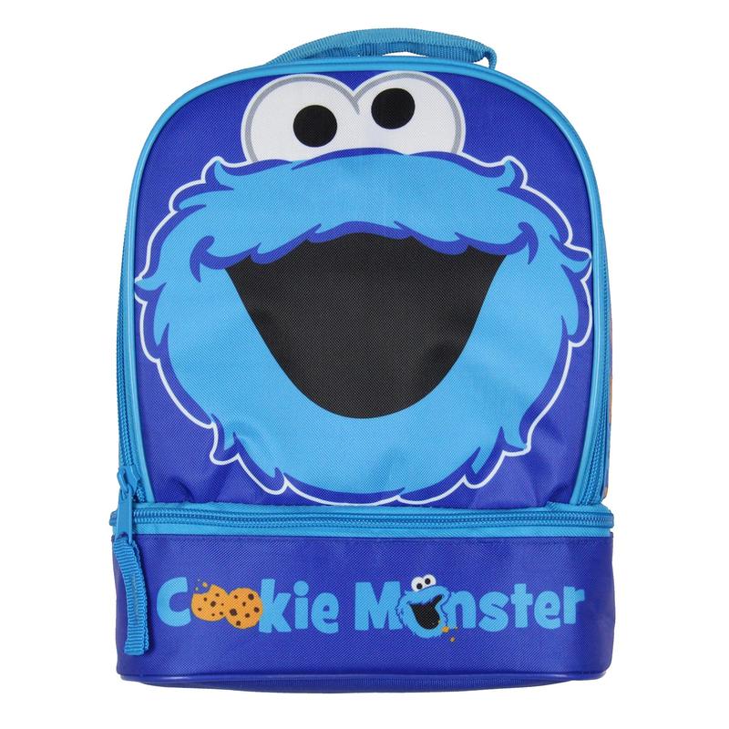 Sesame Street Cookie Monster Dual-Compartment Insulated Lunch Box Bag Tote