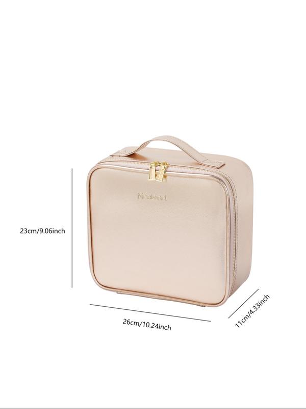 Portable Travel Makeup Bag with Mirror & Light, 3 Color Lighting Cosmetic Organizer, Compact and Stylish Design Makeup Case for Women