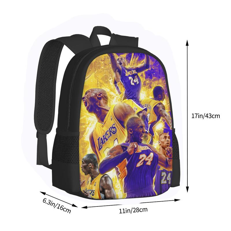 2PCS Kobe Backpack Set 17In Fashion Cartoon Multi-Function Backpacks Large Capacity Anime Shoulder Bag Color B