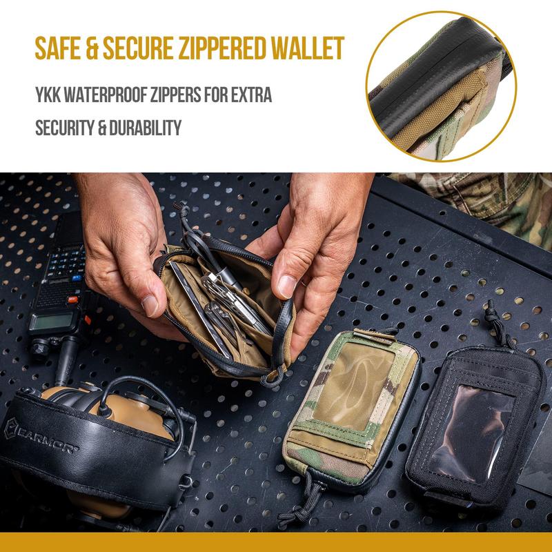 OneTigris Front Pocket Wallet, Cash Card Holder Minimalist Wallet Coin Purse with Zippers for Outdoor, Travel - LQB05