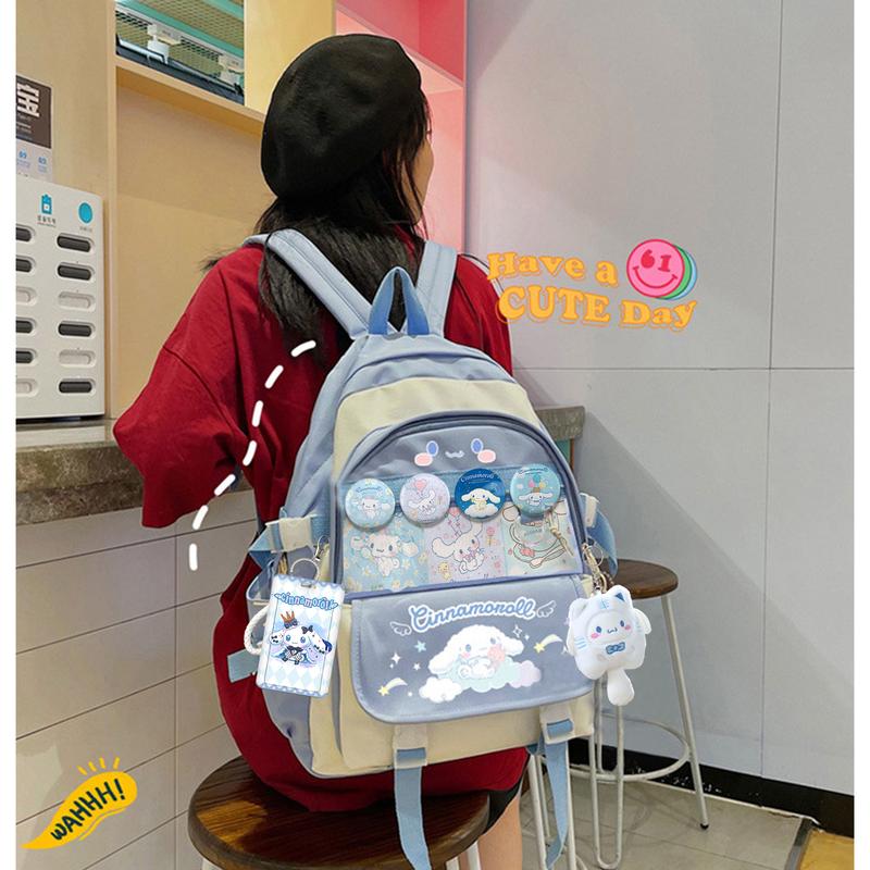 Cartoon Backpack Cinnamoroll Backpack with Cute Accessories,Ita Bag Laptop Backpack Daypack for Girls