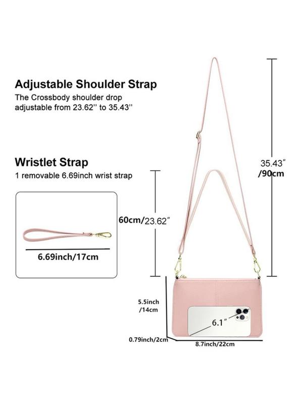 Women's Genuine Leather Plain Color Zipper Wristlet, Casual Trendy Versatile Wristlet with Checkbook Holder, Fashionable Wristlet for Daily Use