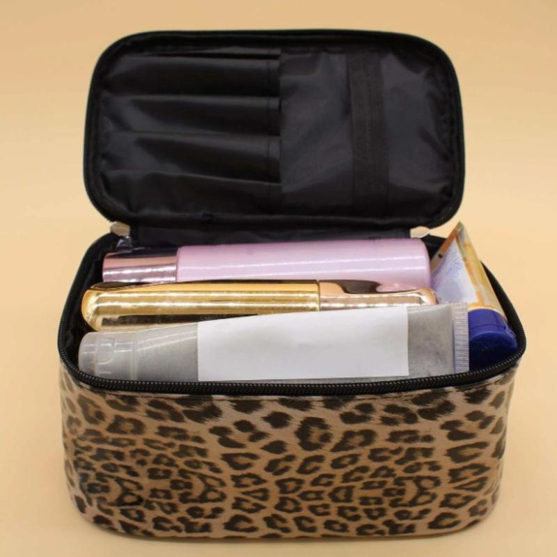 Leopard Square Makeup Bag , Travel Essentials