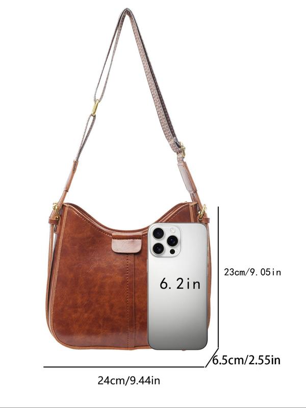 Women's Elegant Minimalist Retro Crossbody Bag, Fashionable Large Capacity Shoulder Bag for Daily Used, Casual Trendy Versatile Vintage Daily Commuting Bag