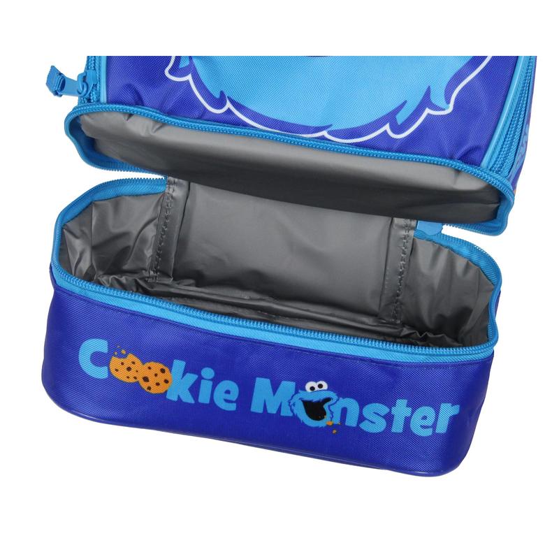 Sesame Street Cookie Monster Dual-Compartment Insulated Lunch Box Bag Tote