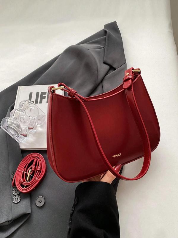 Women's Elegant Minimalist Shoulder Bag, Fashionable Solid Color Underarm Bag, Casual Trendy Versatile High-quality Daily Commuting Bag