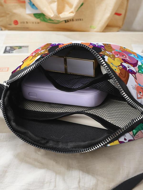 Cute Cat Pattern Fanny Pack, Large Capacity Travel Organizer, Portable Travel Belt Bag, Casual and Stylish Crossbody Bag with Zipper Closure