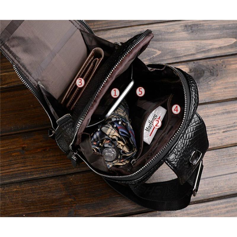 Men's Leather Sling Pack Chest Shoulder Crossbody Bag Backpack Satchel Daypack