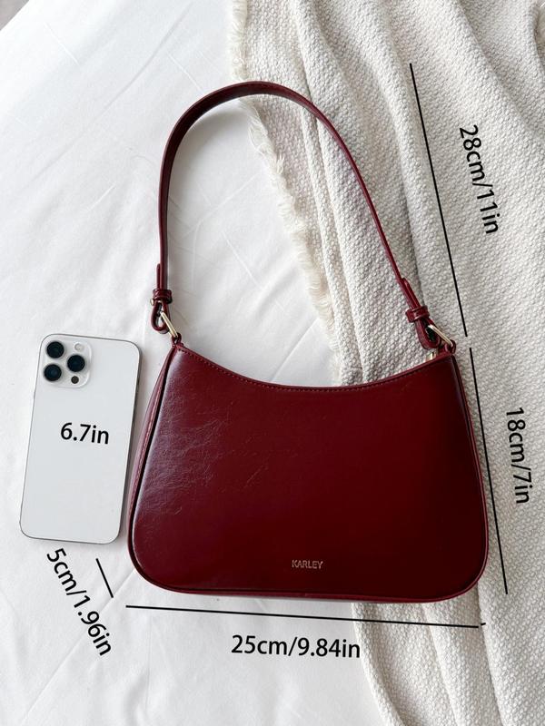 Women's Elegant Minimalist Shoulder Bag, Fashionable Solid Color Underarm Bag, Casual Trendy Versatile High-quality Daily Commuting Bag