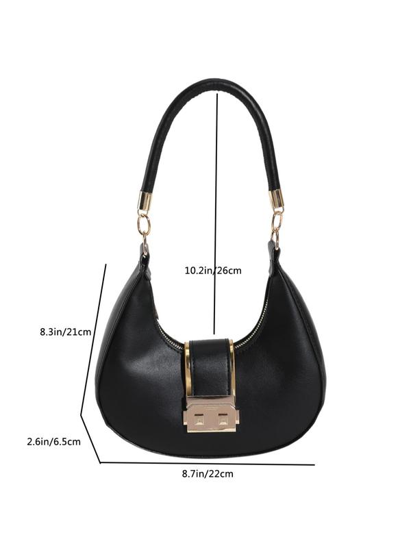 Women's Solid Color Classic Shoulder Bag for Galentinesparty, Fashionable Casual Crescent Bag for Daily Used, Female Elegant All-match Chic Underarm Bag, Trendy Hobo Commuter Bag