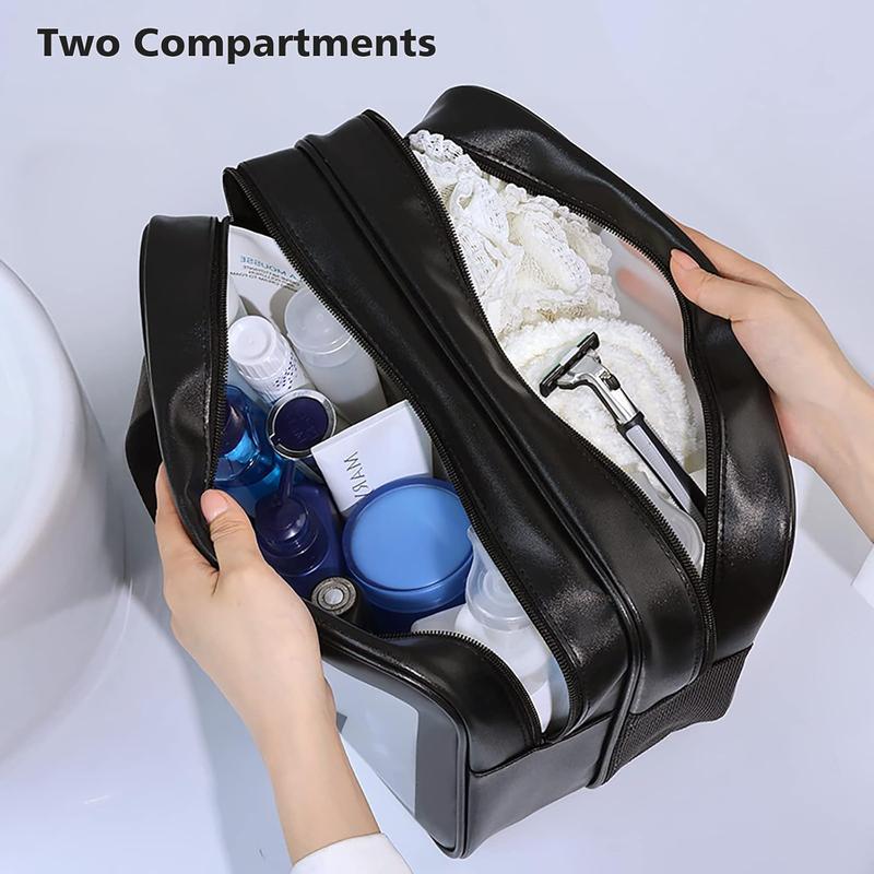 Travel Toiletry Bag for Women and Men, Matte Translucent Toiletry Bag with Handy Handle, Makeup  Organizer Bag for Travel Toiletries Accessories (Black-XL)