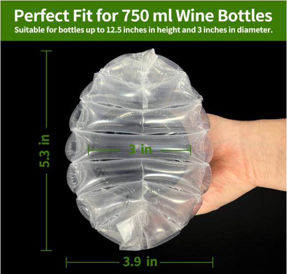 Wine Bottle Travel Protector Bags, Monkkino 8 Packs Inflatable Bubble Cushion Wrap, Safety Choice for Glass Bottles in Transport with Luggage, Air Filled Packaging Sleeves with Reusable Pump