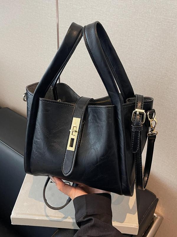 Women's Elegant Solid Color Handbag & Pouch Bag, Fashionable Crossbody Bag & Makeup Bag, Casual Trendy Versatile High-quality Daily Commuting Bag