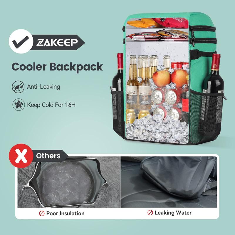 [Back To School] Cooler Backpack, 36 Cans Multifunctional Leakproof Cooler Backpack with Padded Top Handle, Mesh Pocket for Camping BBQ