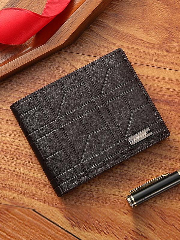 Men's Business Minimalist Short Wallet As Gift, Summer Trendy All-match Pu Leather Bifold Wallet, Classic Card Holder As Gift for Boyfriend & Father