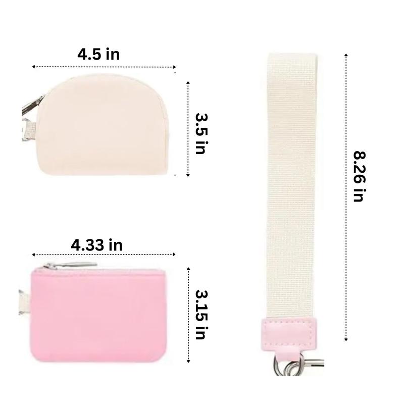 Dual Pouch Wristlet Wallet Keychain Coin Wallet Cash Purse Card Holder