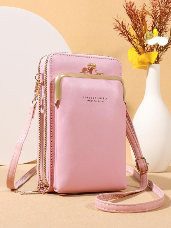 Women's Elegant Pu Leather Crossbody Bag for Summer, Modern Simple Plain Color Phone Wallet Bag, Casual Trendy Versatile Commuting Bag for Daily Use, Fall Outfits, Fall Freshness