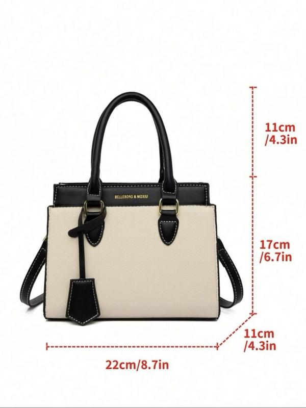 Women's Summer Fashion Colorblock PU Leather Zipper Handbag As Gift, Adjustable Strap Crossbody Bag, Women's Retro Shoulder Bag for Commuters