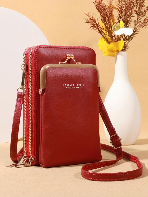 Women's Elegant Pu Leather Crossbody Bag for Summer, Modern Simple Plain Color Phone Wallet Bag, Casual Trendy Versatile Commuting Bag for Daily Use, Fall Outfits, Fall Freshness