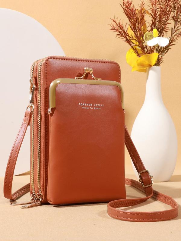 Women's Elegant Pu Leather Crossbody Bag for Summer, Modern Simple Plain Color Phone Wallet Bag, Casual Trendy Versatile Commuting Bag for Daily Use, Fall Outfits, Fall Freshness