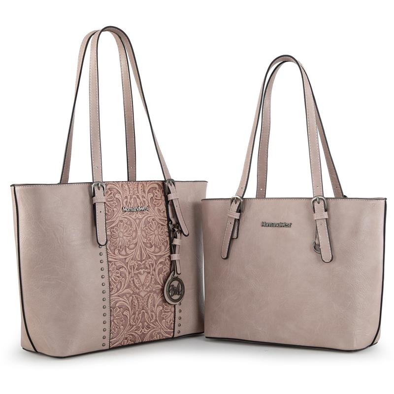 Montana West Tote Bag for Women Large Purse and Handbags Set Embossed Collection Purse 2Pcs Set