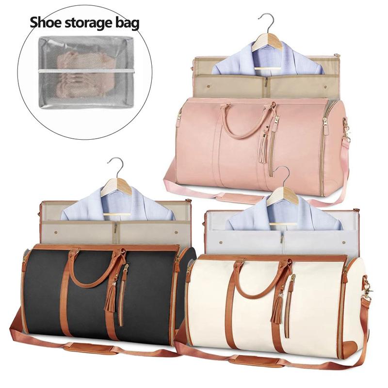 Garment Bags For Travel, Convertible Carry On Garment Bag Large Duffle Bags For Women, 2 In 1 Hanging Suitcase Suit Water Resistant Duffel Travel Bags With Shoe Pouch,Available In Three Colors