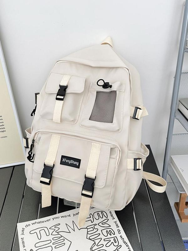 Casual Large Capacity Multi-pocket Travel Backpack, Simple Zipper Letter Patched Backpack for Men & Women, Minimalist All-match Backpack for Daily Life & Work