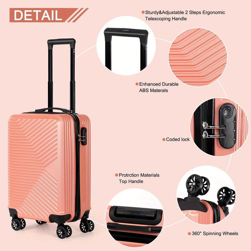 20-Inch Carry-On Luggage, Spinner Suitcase, Hardshell Travel Suitcase, Stylish and Durable