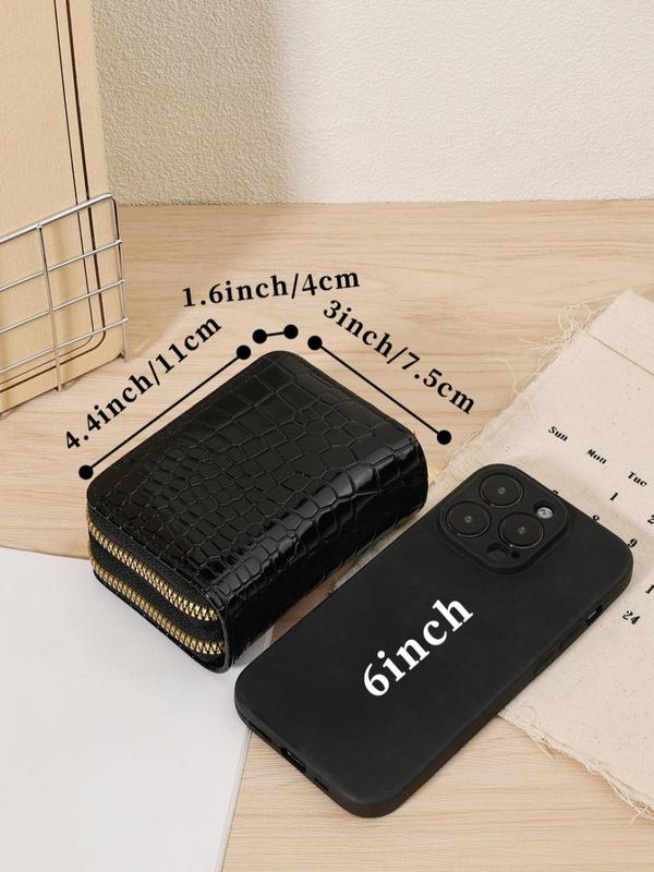 Fashion Letter Crocodile Pattern Short Wallet, 2024 New Style Casual Versatile Zipper Card Holder for Women, Trendy All-match Short Wallet for Daily Use