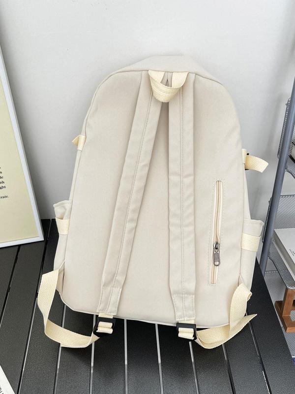 Casual Large Capacity Multi-pocket Travel Backpack, Simple Zipper Letter Patched Backpack for Men & Women, Minimalist All-match Backpack for Daily Life & Work