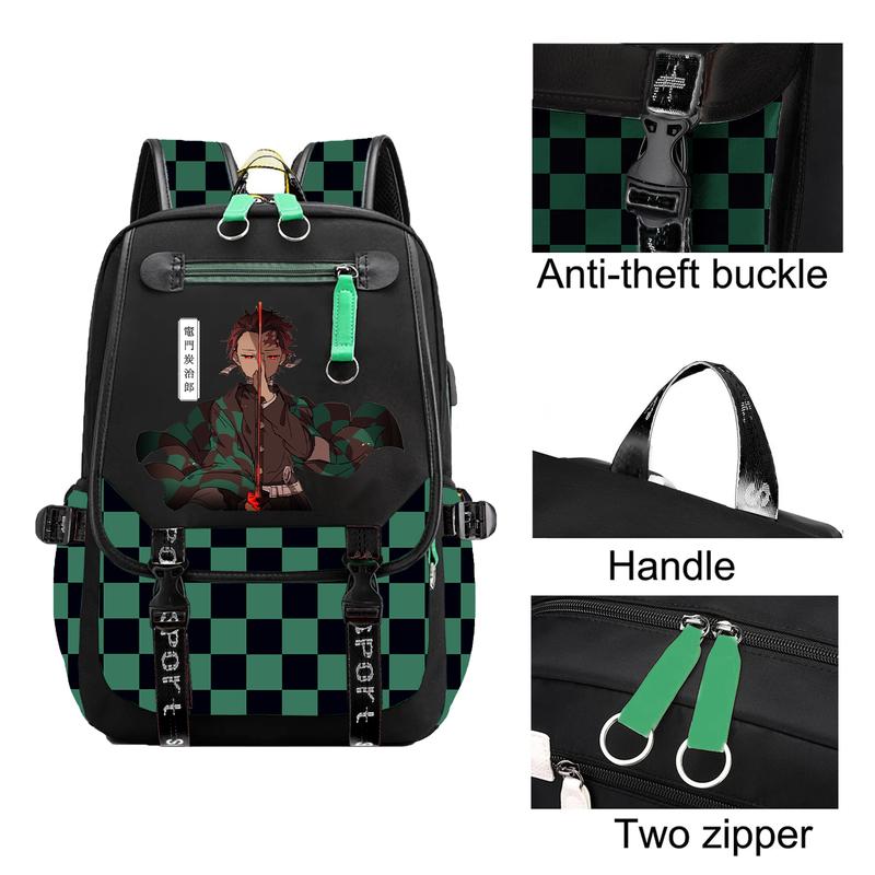 Cartoon Backpack Demon Slayer Backpack Lightweight Travel Student Bookbag Laptop Backpack For Boys Girls