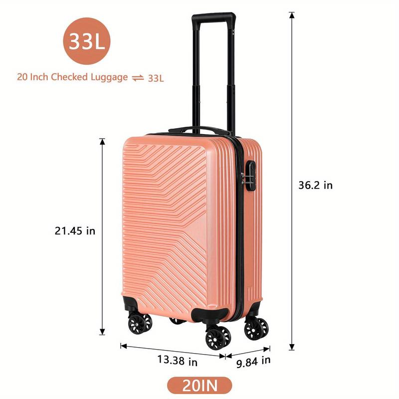 20-Inch Carry-On Luggage, Spinner Suitcase, Hardshell Travel Suitcase, Stylish and Durable