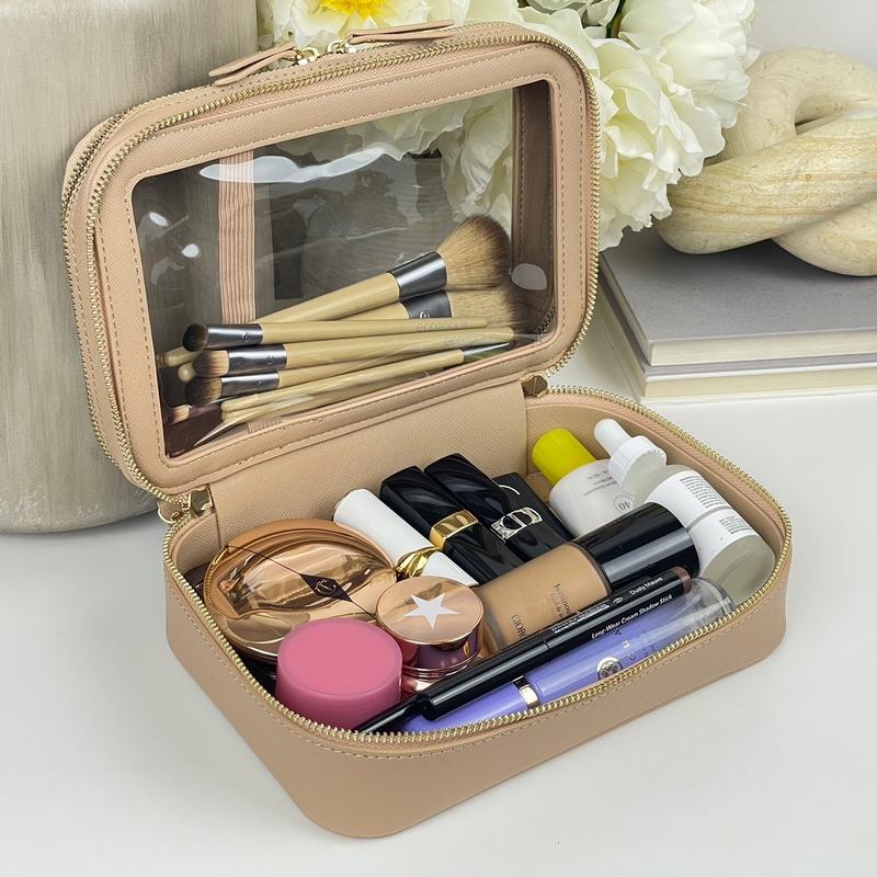 Clear Makeup Bag , Cosmetic Train Case, Make up Organizer, Multipurpose Travel Case Transparent Transparent Transparent