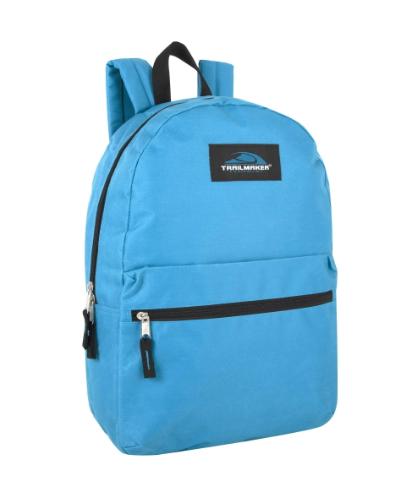 Basic Classic Solid Color Backpack with Front Zipper Accessory Pocket, Dual Zipper Closure & Padded Shoulder Straps for Work, School, Office, Gym, Sports, Travel, Commute & Recreation