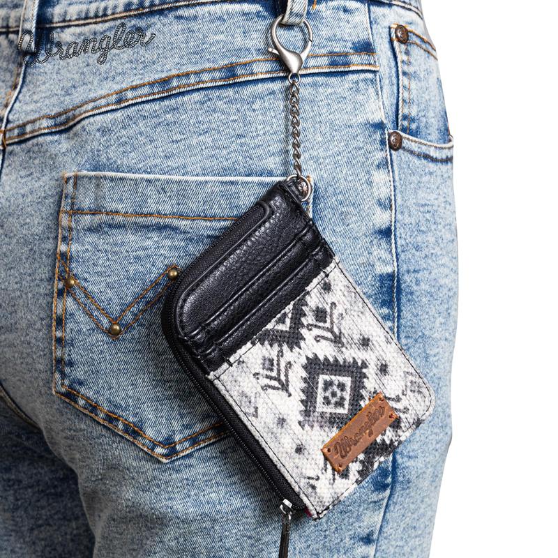 Wrangler Aztec Card Wallet for Women Western Credit Card Holder for Women Credit Card Wallet with Zipper Pocket