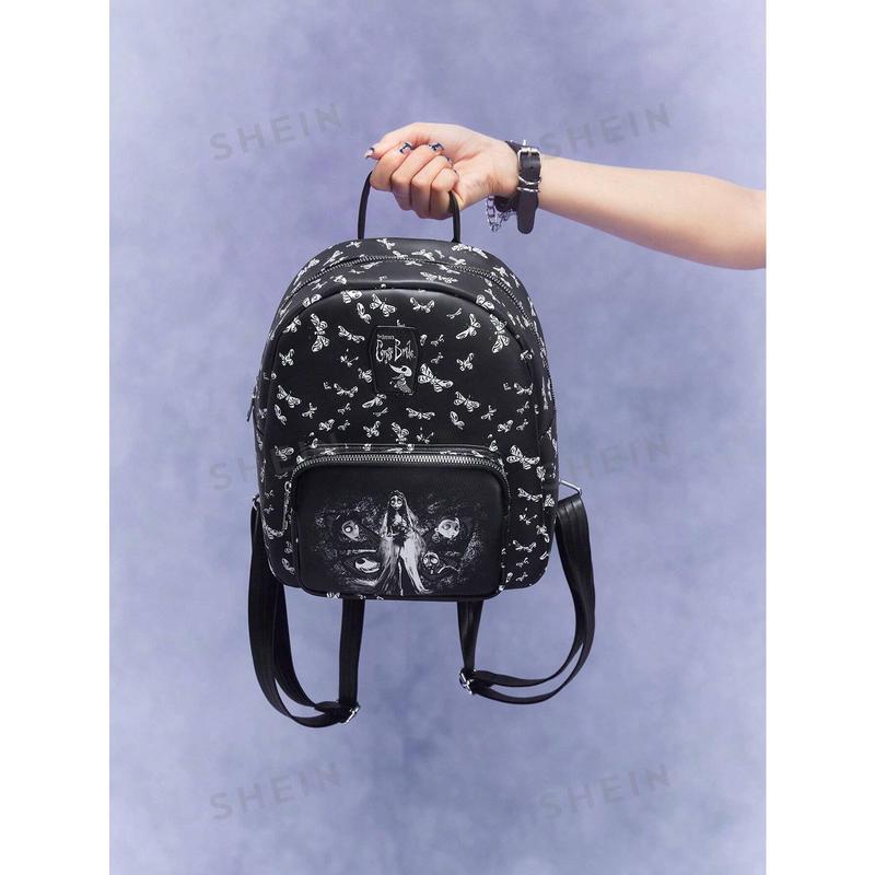 Corpse Bride | ROMWE Cartoon Butterfly Printed Fashion Backpack With Decorative Accents, School