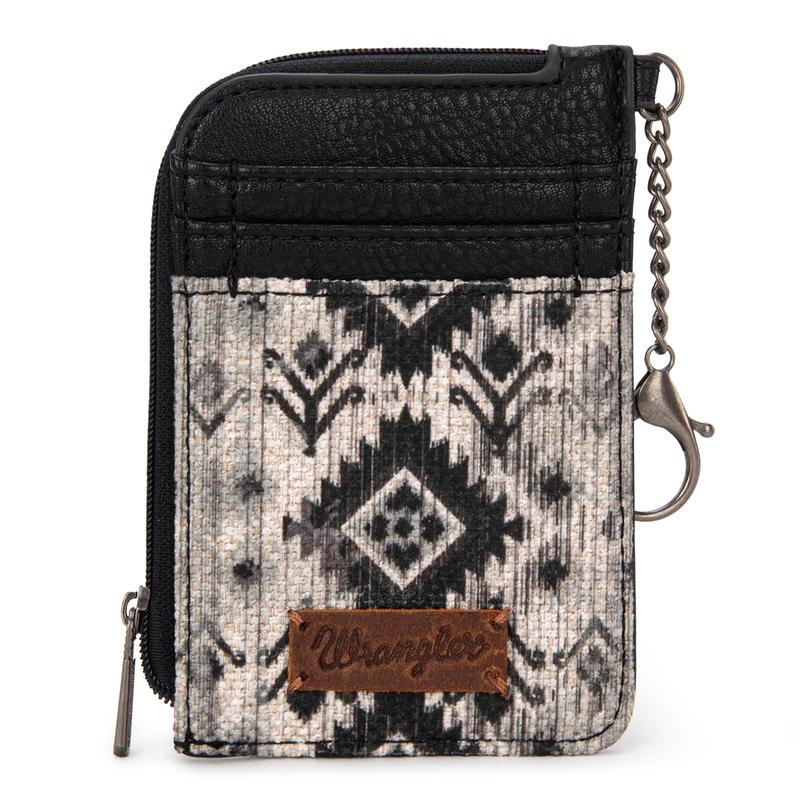 Wrangler Aztec Card Wallet for Women Western Credit Card Holder for Women Credit Card Wallet with Zipper Pocket