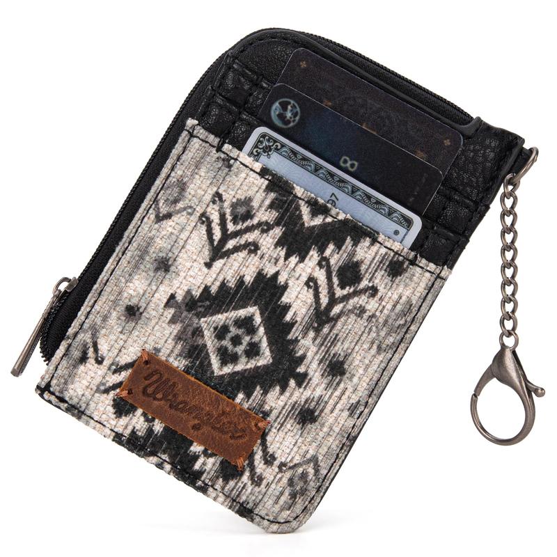 Wrangler Aztec Card Wallet for Women Western Credit Card Holder for Women Credit Card Wallet with Zipper Pocket